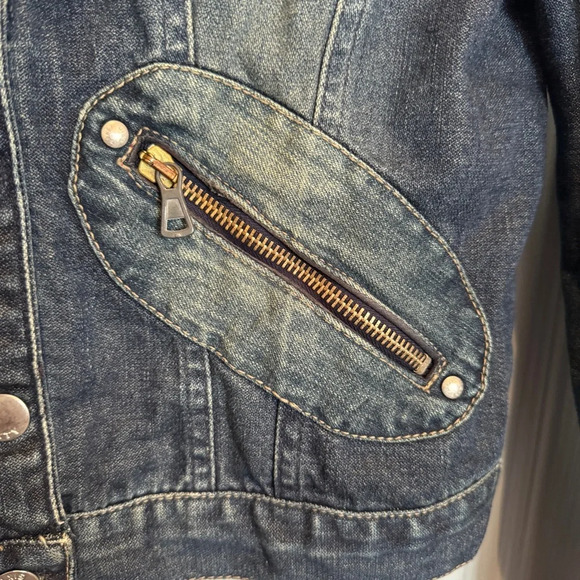 VTG Miss Sixty Denim Jean Jacket Sz Small Y2K Cropped Zipper Italy 90s Archive - Picture 5 of 13